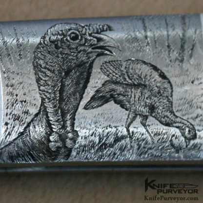 Jess Horn Custom Knife Mother of Pearl Italian Engraved FBK Lockback - Image 3
