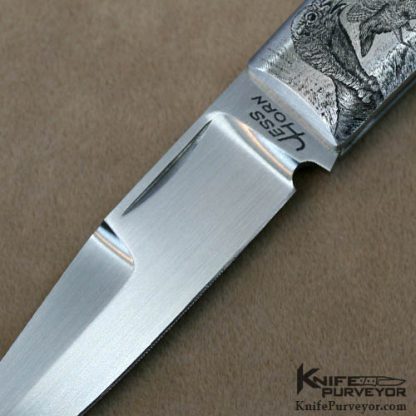Jess Horn Custom Knife Mother of Pearl Italian Engraved FBK Lockback - Image 2