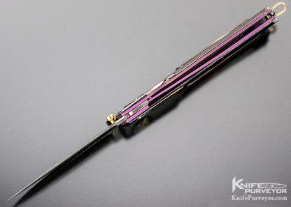Howard Hitchmough Custom Knife Damasteel, Blued Devin Thomas Damascus & Black Lip Tahitian Pearl Shell Linerlock - Image 7