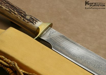 Howard Clark Custom Knife Stag Handle Sole Authorship Damascus Bowie - Image 3