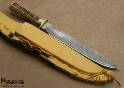 Howard Clark Custom Knife Stag Handle Sole Authorship Damascus Bowie - Image 2