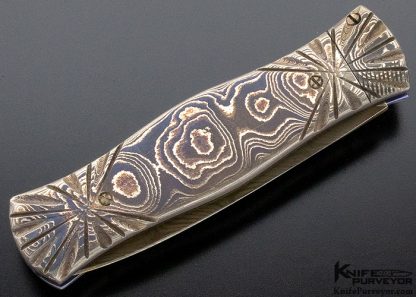 Howard Clark Custom Knife Ambidextrous Bolster Release Auto with Sole Authorship Damascus - Image 5