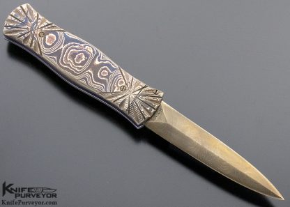 Howard Clark Custom Knife Ambidextrous Bolster Release Auto with Sole Authorship Damascus - Image 3