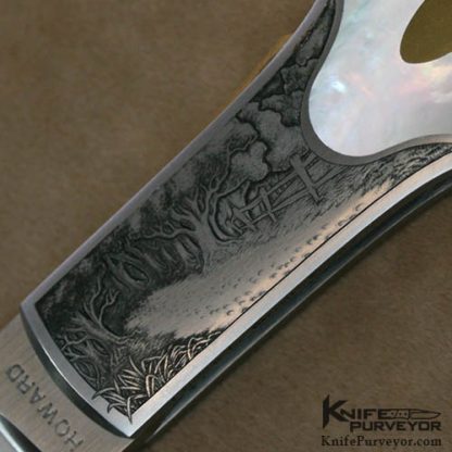 Durvyn Howard Custom Knife Jon Robyn Engraved Pearl Lockback - Image 2