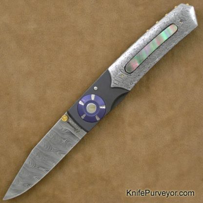 Howard Hitchmough Custom Knife:  Blacklip Pearl, Damasteel and Titanium Linerlock
