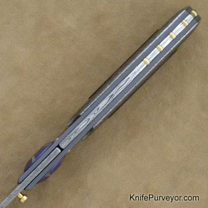 Howard Hitchmough Custom Knife:  Blacklip Pearl, Damasteel and Titanium Linerlock - Image 4