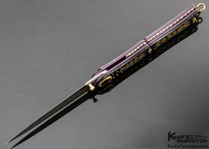 Howard Hitchmough Custom Knife Gold Nugget Dagger Linerlock - Image 4