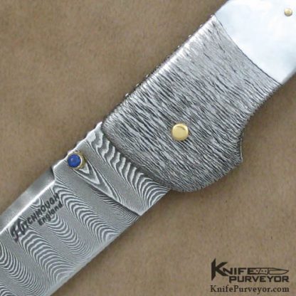 Howard Hitchmough Custom Knife Damascus & Mother of Pearl Lockback - Image 2
