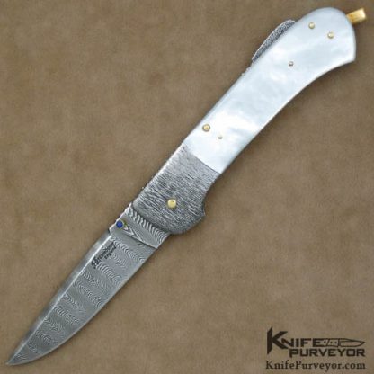 Howard Hitchmough Custom Knife Damascus & Mother of Pearl Lockback