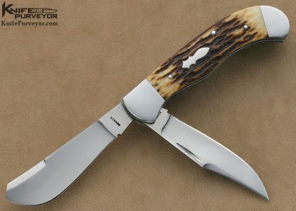 John Howser Custom Knife 2 Blade Jigged Bone Slip Joint