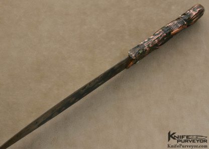 Hugh Bartrug Custom Knife Sole Authorship "Frog Skin" Blued Nickel Damascus with Lost Wax Cast Phosphorus Copper "Fish Knife" - Image 9