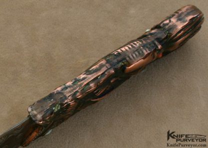 Hugh Bartrug Custom Knife Sole Authorship "Frog Skin" Blued Nickel Damascus with Lost Wax Cast Phosphorus Copper "Fish Knife" - Image 10