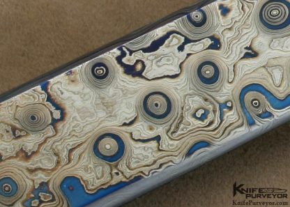 Hugh Bartrug Custom Knife Sole Authorship "Frog Skin" Blued Nickel Damascus with Lost Wax Cast Phosphorus Copper "Fish Knife" - Image 3
