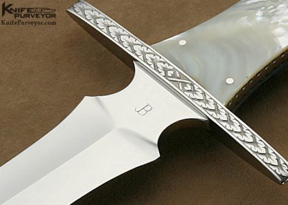 Jim Barry Custom Knives Michael Collins Engraved Mother of Pearl Presentation Dagger - Image 2
