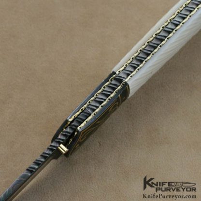 John W Smith Custom Knife Fluted Mother of Pearl with Gold Inlaid Bolsters - Image 5