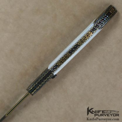 John W. Smith Custom Knife Checkered Mother of Pearl & Damascus Auto - Image 4
