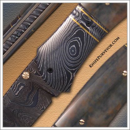 John W. Smith's Custom Knife: Sole Authorship Damascus Linerlock with 24Kt Gold Inlays - Image 2