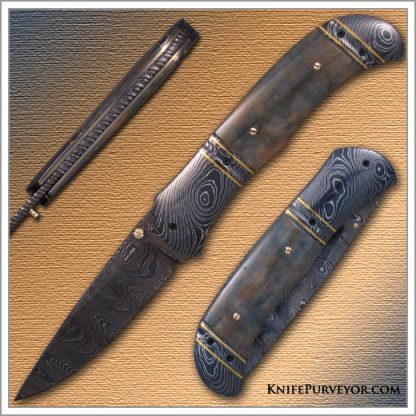 John W. Smith's Custom Knife: Sole Authorship Damascus Linerlock with 24Kt Gold Inlays