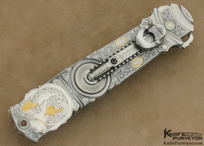 Jack Levin Custom Knife Chris Meyer & Tim George Engraved Automatic Art Dagger - Image 3