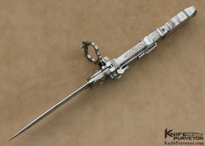 Jack Levin Custom Knife Chris Meyer & Tim George Engraved Automatic Art Dagger - Image 5
