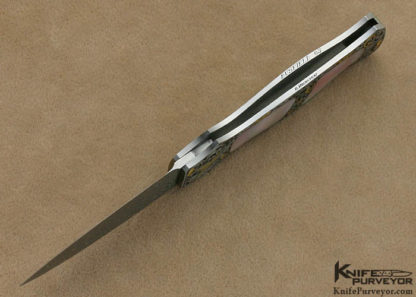 Jack Busfield Custom Knife Double Green Sea Snail Shell Interframe Lockback Dagger Engraved by Brian Hochstrat - Image 6