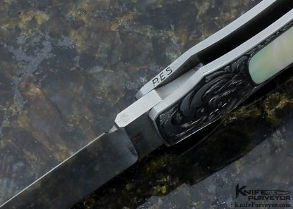 Jack Busfield Custom Knife Green Sea Snail Shell Double Inteframe Lockback Dagger Engraved by Ron Skaggs - Image 8