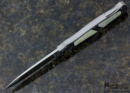 Jack Busfield Custom Knife Green Sea Snail Shell Double Inteframe Lockback Dagger Engraved by Ron Skaggs - Image 6