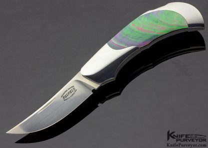 Jack Busfield Custom Knife Black Lip Tahitian Pearl Shell Persian Lockback 14648
