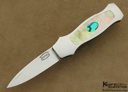 Jack Busfield Custom Knife South Sea Gold Lip Pearl & Paua Shell Interframe Price Dagger Lockback