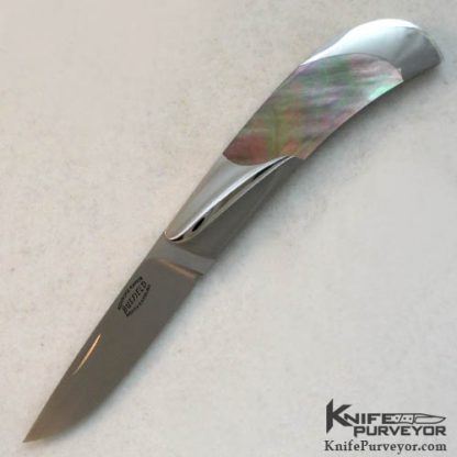 Jack Busfield Custom Knife Large Small Blacklip Pearl Shell Semi Interframe Drop Point Lockback