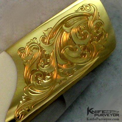 Jack Busfield Custom Knife 18Kt Gold with Semi Interframe Engraved by Steve Lindsay - Image 4