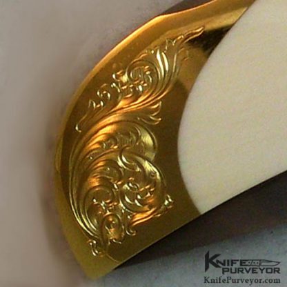 Jack Busfield Custom Knife 18Kt Gold with Semi Interframe Engraved by Steve Lindsay - Image 5