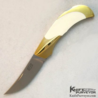 Jack Busfield Custom Knife 18Kt Gold and Preban Elephant Ivory Semi Interframe Lockback