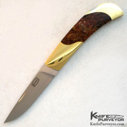 Jack Busfield Custom Knife 18Kt Gold and Morrisonite Jasper Semi Interframe Lockback