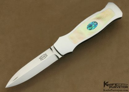 Jack Busfield Custom Knife South Sea Goldlip Pearl & Paua Inlaid Lockback Price Dagger