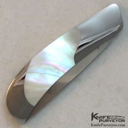 Jack Busfield Custom Knife Green Sea Snail Shell Lockback - Image 3
