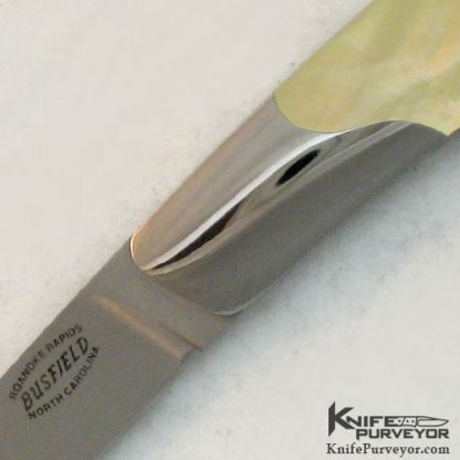 Jack Busfield Custom Knife Goldlip Pearl Shell Semi Interframe Drop Point Lockback - Image 2