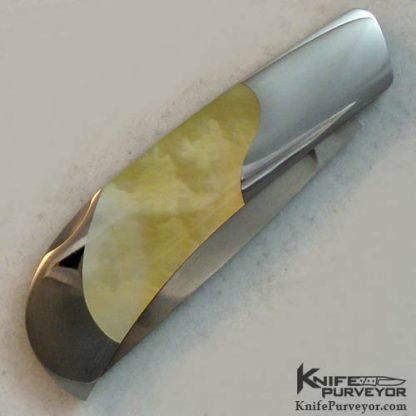 Jack Busfield Custom Knife Goldlip Pearl Shell Semi Interframe Drop Point Lockback - Image 3