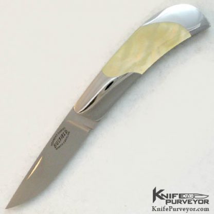 Jack Busfield Custom Knife Goldlip Pearl Shell Semi Interframe Drop Point Lockback