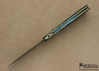 Jack Davenport Custom Knife Damascus & Black Buffalo Horn Button Release Linerlock - Image 7