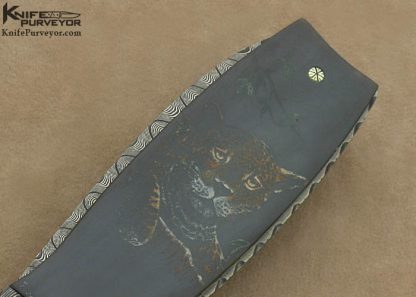 Jack Davenport Custom Knife Damascus & Black Buffalo Horn Button Release Linerlock - Image 4