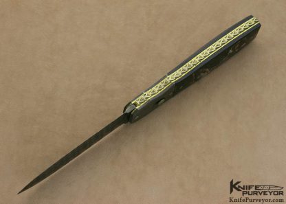 Jack Davenport Custom Knife Damascus & Black Buffalo Horn Button Release Linerlock - Image 5