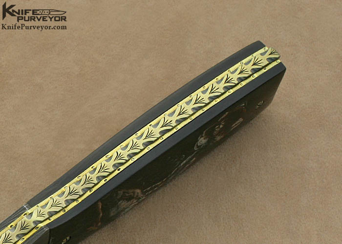 Jack Davenport Custom Knife Damascus & Black Buffalo Horn Button Release Linerlock - Image 6