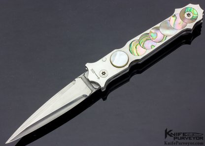 Jack Levin Custom Knife Abalone Inlaid Automatic Dagger