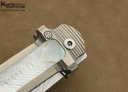 Jack Levin Custom Knife Herring Bone Pearl & Damascus Auto - Image 5