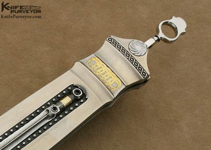 Jack Levin Custom Knife Herring Bone Pearl & Damascus Auto - Image 3
