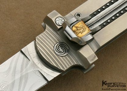 Jack Levin Custom Knife Herring Bone Pearl & Damascus Auto - Image 2