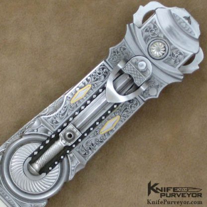 Jack Levin Custom Knife: Chris Meyer Engraved Automatic Art Dagger - Image 2