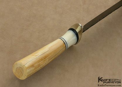 Jim "Treeman" Behring Custom Knife Hand Forged Large Hunter with Fossilized Walrus Ivory Handle - Image 6