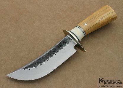 Jim "Treeman" Behring Custom Knife Hand Forged Large Hunter with Fossilized Walrus Ivory Handle